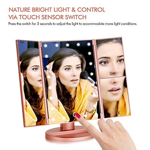 WEILY Specchio Trucco con Luci, 5X Specchio Ingranditore, 3 Dimmerabile Coloria Touch Screen Specchio Led, USB Ricaricabile Specchio con Luce, per Viaggi (Bianco WEILY Specchio Trucco con Luci, 5X Specchio Ingranditore, 3 Dimmerabile Coloria Touch Screen Specchio Led, USB Ricaricabile Specchio con Luce, per Viaggi (Bianco