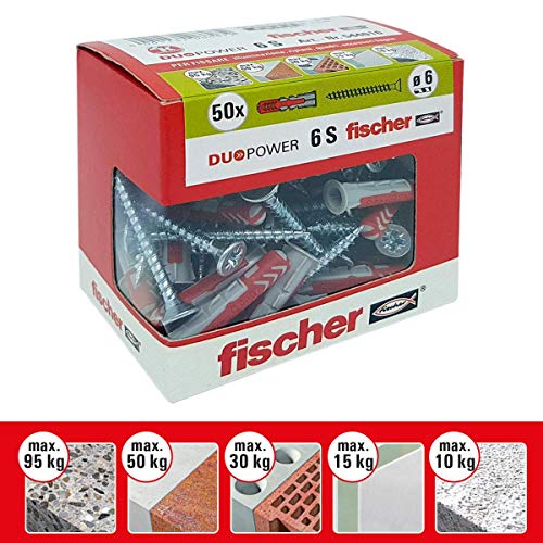 Tasselli Fischer Duopower 6x30mm - Confezione 120 Pezzi Con Viti, Per Muri Pieni, Forati E Cartongesso - Foto 3