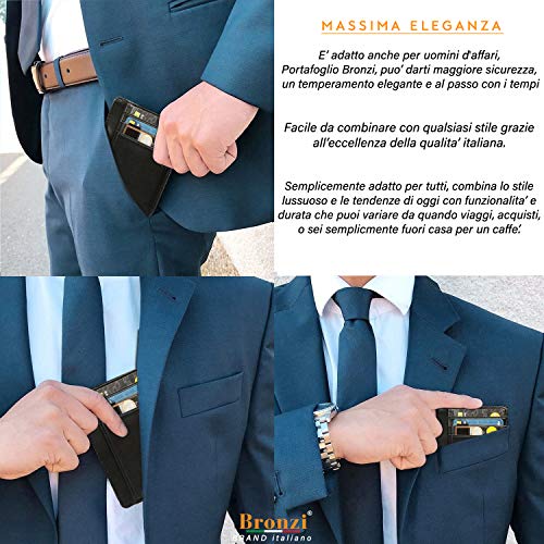 Portafoglio Slim Bronzi Con Protezione RFID - Pelle Blu, Ultra Sottile, Per Uomo E Donna - Foto 9