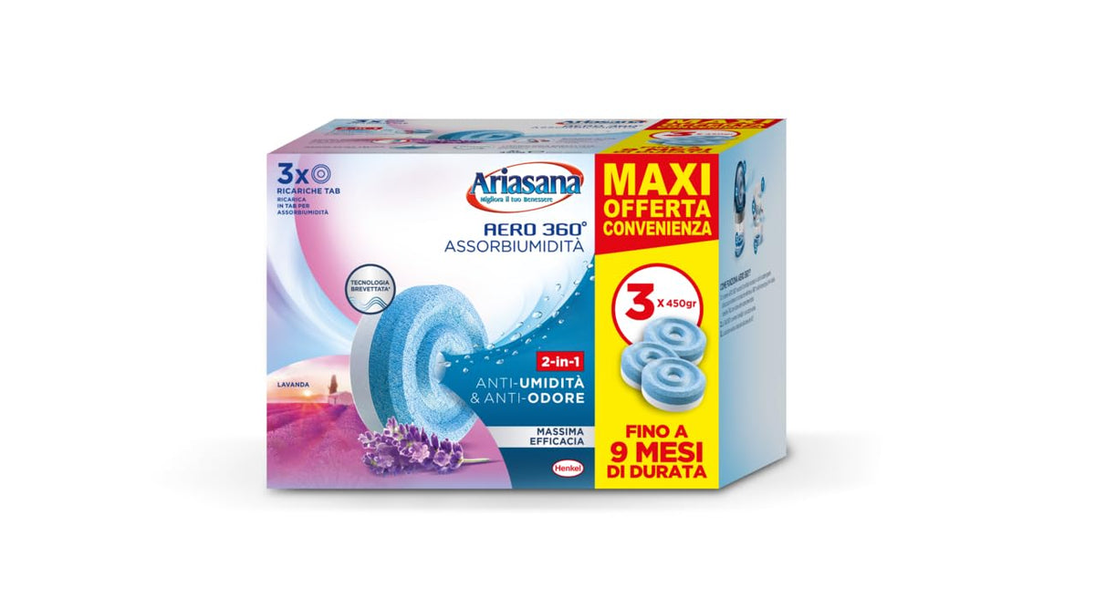 Ricariche TAB Per Deumidificatore Ariasana Aero 360° - 2 Pezzi Da 450g, Assorbimento Umidità E Odori - Foto 2