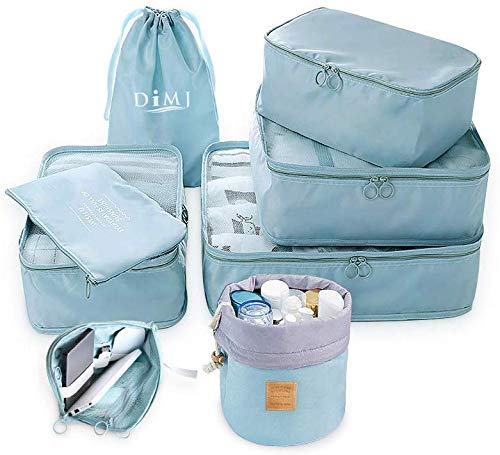 DIMJ - Organizer per valigia, cubici, da viaggio, set di 8, sacchetti –