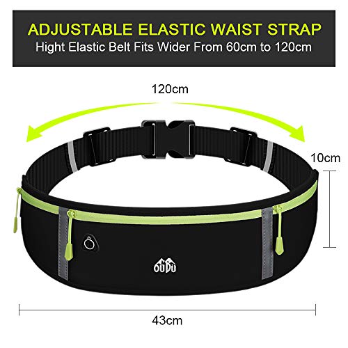 Marsupio Running Ultra Sottile E Impermeabile | Cintura Con 3 Tasche E Strisce Riflettenti | Regolabile Da 55 A 120 Cm