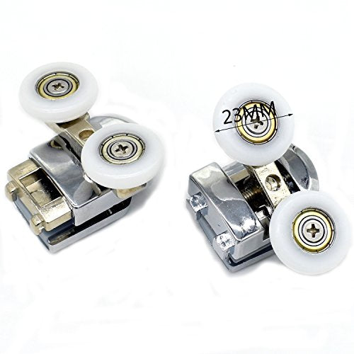 Rotelle Per Porta Doccia 23 Mm In Plastica Argento | Kit 4 Pezzi Con Viti Per Vetro 4-6 Mm
