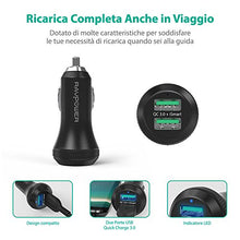 Carica l'immagine nel visualizzatore di Gallery, RAVPower Caricatore Adattatore Doppio per Auto USB 40W 3A Quick Charge Nero