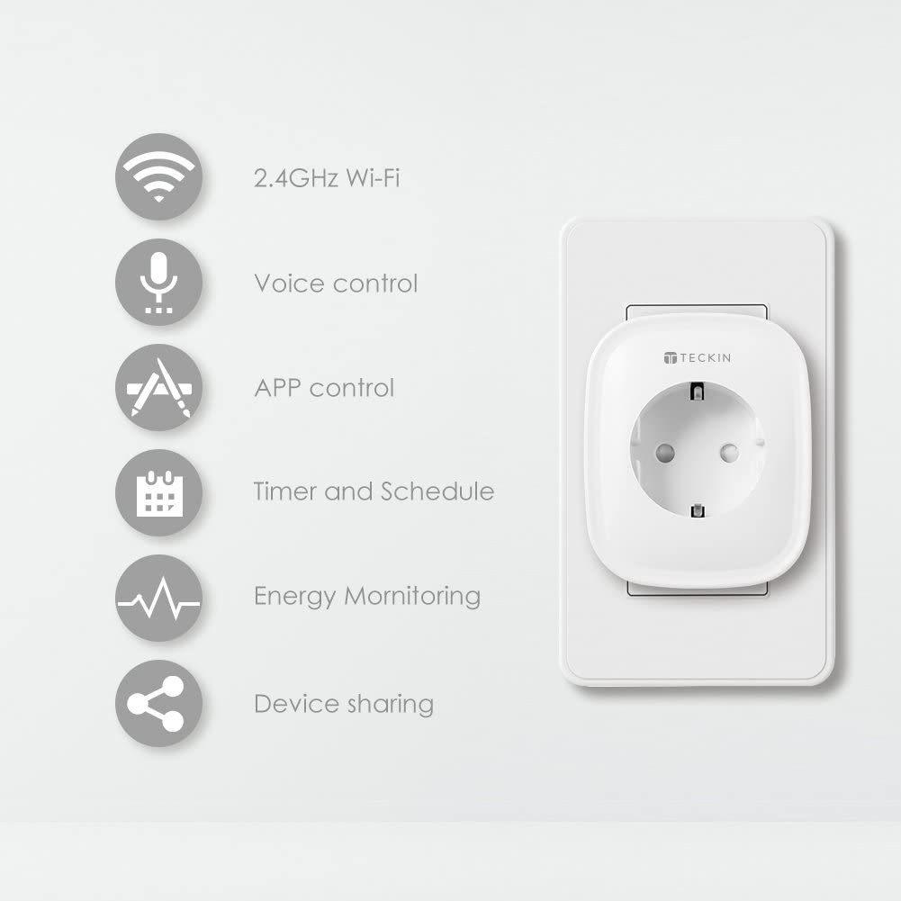 Presa Smart WiFi 16A Con Monitoraggio Consumi, Compatibile Con Alexa