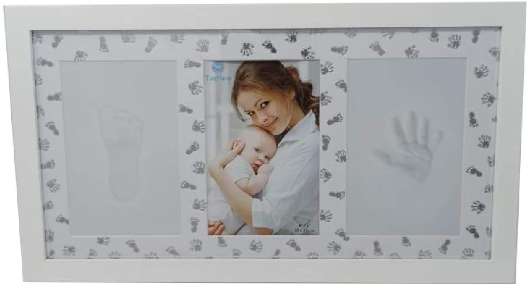 Kit Impronte Mani E Piedi Per Bambino: Cornice In Legno Con Argilla, Timbri E Penna – Ricordo Nascita Per Baby Shower