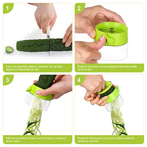 Spiralizzatore 4 In 1 Per Verdure Con Lame In Acciaio Inox – Include Pelapatate, Spazzola E Macchina Per Spaghetti Di Zucchine - 5