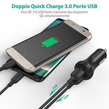 Carica l'immagine nel visualizzatore di Gallery, RAVPower Caricatore Adattatore Doppio per Auto USB 40W 3A Quick Charge Nero