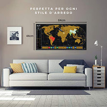 Carica l'immagine nel visualizzatore di Gallery, TooPopz® Mappa del In Lingua Italiana | Del Mondo 84x44cm - Oro / Nero - Ilgrandebazar