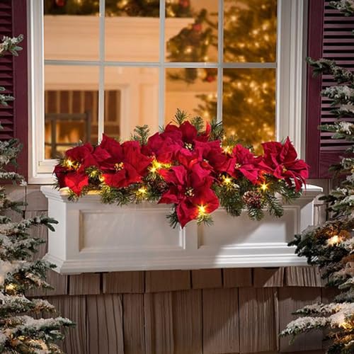 ZHDOKA 2 fiori artificiali di stella di Natale in vaso di Natale, pianta di Natale rossa in vaso d'oro, fiore di Natale bonsai di seta glitter stella di Natale decorazione per la ZHDOKA 2 fiori artificiali di stella di Natale in vaso di Natale, pianta di Natale rossa in vaso d'oro, fiore di Natale bonsai di seta glitter stella di Natale decorazione per la