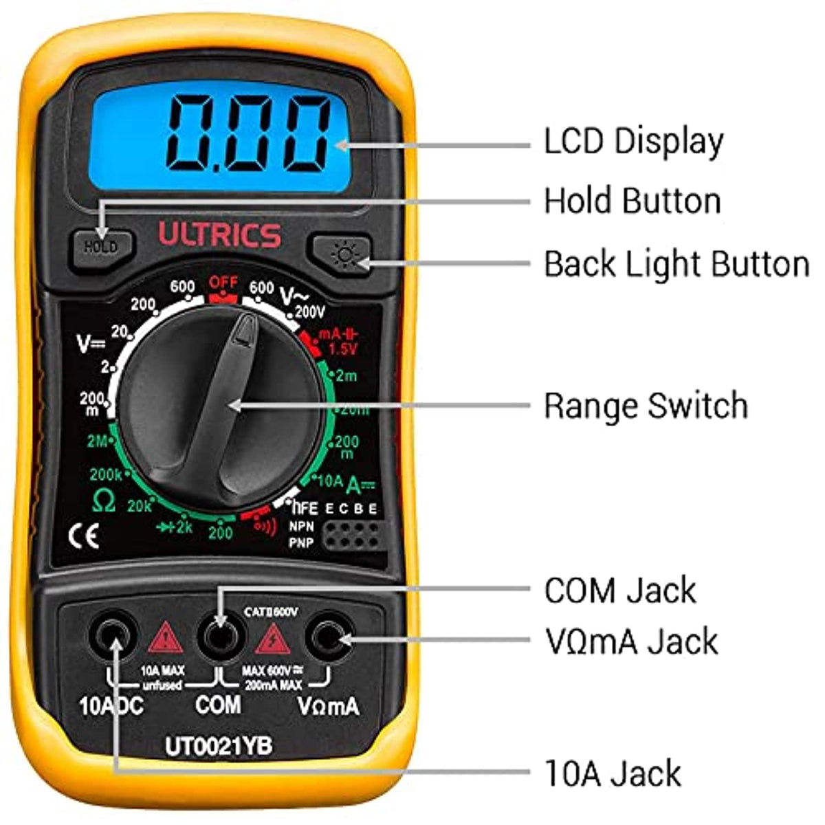 Multimetro Digitale ULTRICS Professionale - Voltmetro, Amperometro, Ohmmetro, Per Elettricisti E Hobbisti - Foto 9
