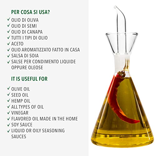 Classe Italy - Oliera in Vetro salvagoccia Conica-Dosatore Olio e 250 –