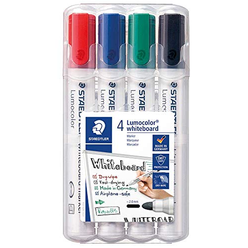STAEDTLER Lumocolor whiteboard marker, confezione da 4, punta tonda, 4 pezzi - Ilgrandebazar