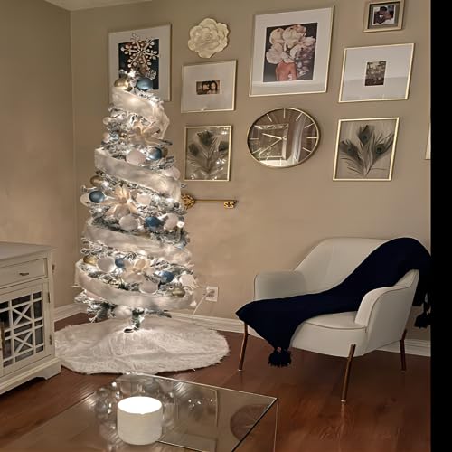 Gonna Per Albero Di Natale 122 Cm - Tappeto Rosso Con Neve E Babbo Natale - Copribase Morbido Per Alberi 4.5-12 Ft
