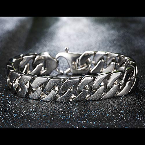 Bracciale Uomo In Acciaio Inox E Argento – Lunghezze 20/21/24 Cm – Gioiello Regalo Per Papà, Marito, Figlio