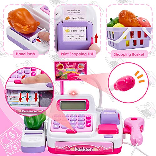 BAKAJI Registratore Di Cassa Giocattolo Per Bambini Con Luci, Suoni E Accessori - Cassetto Soldi, Scanner Funzionante E Cestino - Gioco Della Spesa Educativo - 2