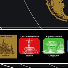 Carica l'immagine nel visualizzatore di Gallery, TooPopz® Mappa del In Lingua Italiana | Del Mondo 84x44cm - Oro / Nero - Ilgrandebazar