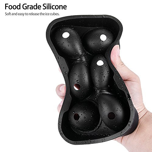 Set 2 Stampini Per Ghiaccio In Silicone - Cubetti E Sfere Grandi Da 5 Cm, Con Imbuto, Senza BPA