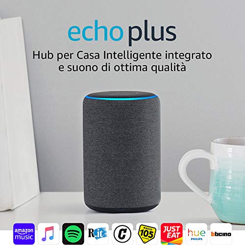 Echo Plus (2ª generazione) – Hub per Casa Intelligente Tessuto antracite