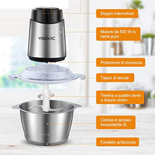 Carica l'immagine nel visualizzatore di Gallery, Yissvic Tritatutto da Cucina Elettrico, 2L 500W Elettrico...