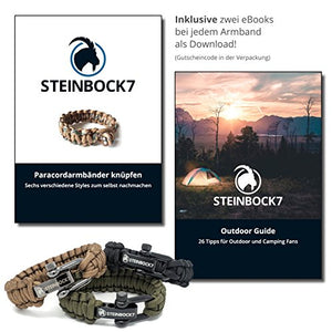 Steinbock7, braccialetto paracord regolabile con chiusura 23 cm, Army-Green