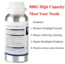 Carica l'immagine nel visualizzatore di Gallery, Rinnova fari Auto, 800g Lucida fari auto,Polimero liquido per il ripristino dei fari, ripristino fanali e lucidatura fari Auto bottiglia di ricarica per fari ingialliti e opacizzati per Auto e Moto