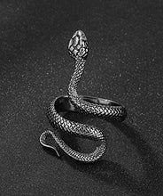 Carica l&#39;immagine nel visualizzatore di Gallery, Anello regolabile serpente acciaio nero. - Ilgrandebazar