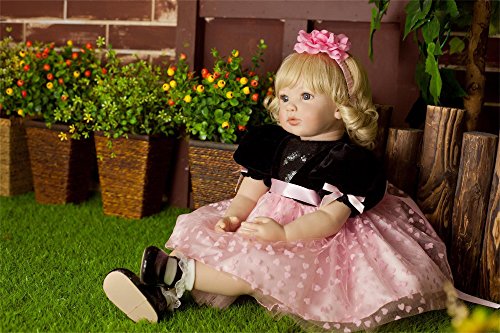 deAO Bambola Neonato 33 cm con 26 Accessori – Bambola con Vestiti, Biberon, Ciuccio e Borsa, Giocattolo per Bambini 3+ Anni