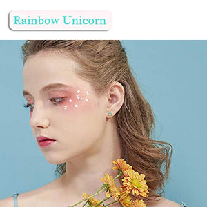 Orecchini a forma di unicorno arcobaleno orecchino argento chiaro rosa...