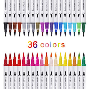 Pennarelli Acquarelli Colore Brush Pen Doppio 36 Pezzi con Punta 36 Colori - Ilgrandebazar