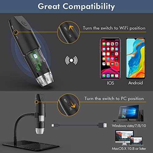 Microscopio Digitale Per Pcb Microscopio Digitale WiFi Skybasic - Ingrandimento 50X-1000X Per Smartphone E PC, Ideale Per Hobby E Lavoro Microscopio Digitale Bambini - 5