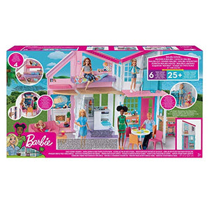 Barbie- La Nuova Casa di Malibu, Playset Richiudibile su Due Piani con Accessori, 61 cm, Giocattolo per Bambini 3+ Anni, FXG57 - Ilgrandebazar