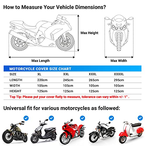 Copertura Per Moto Invernale Impermeabile In Tessuto Oxford Con Telaio In Acciaio - Taglia Grande 270x105x155 Cm