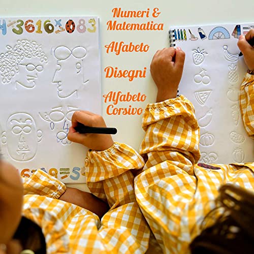 Quaderno Magico Riutilizzabile Per Bambini - 4 Libri (Alfabeto, Numeri, Matematica, Disegno) Con Penna E 8 Ricariche - Imparare Scrivendo - 3