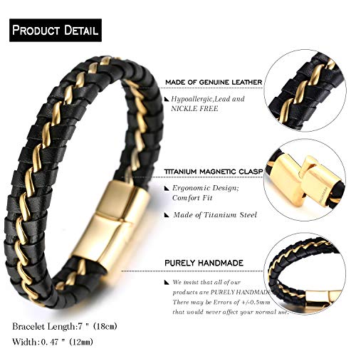 Bracciale In Pelle Per Ragazzi | Nero, Chiusura Magnetica, Et&agrave; 6-12 Anni - Regalo Ideale