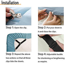 Carica l'immagine nel visualizzatore di Gallery, Felly Clip Lenzuola 4 Pezzi Bretelle Regolabili Tipo Lungo-bianco