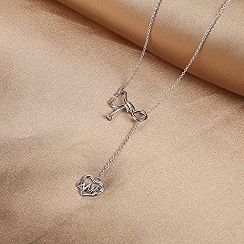 VONALA Collana con stetoscopio in argento sterling e cristallo, regalo per la settimana dell'infermiera, gioielli medici per studenti di dottore, regali per donne