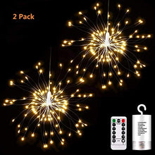 Carica l'immagine nel visualizzatore di Gallery, 2 pacchi 120 LEDs Fuochi d'Artificio Luci, luce a stringa impermeabile con...