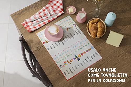 Alfabetiere Plastificato Per Bambini - Libretto A4 Con Lettere Stampatello E Corsivo, Made In Italy - Foto 3