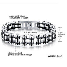 Carica l'immagine nel visualizzatore di Gallery, Oidea Bracciale Braccialetto Uomo Catena Bici in Argento Nero - Ilgrandebazar