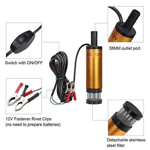 Pompa Elettrica Flintronic Per Acqua E Gasolio 12V - Con Filtro Rimovibile, Diametro 38mm - Foto 9