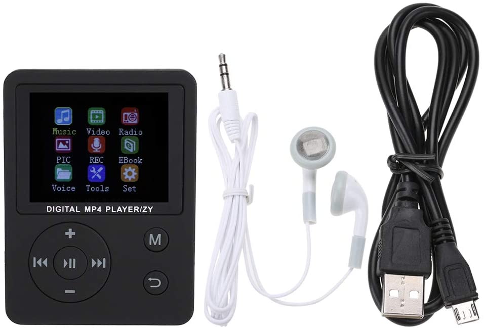 Lettore MP3/MP4 Portatile Da 1,8 Pollici – Nero – Supporto Scheda TF Fino A 32GB – Radio, Registrazione, E-book – Batteria 180 MAh