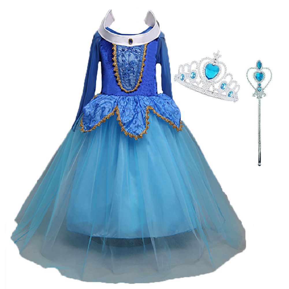 FYMNSI Costume Da Principessa Per Bambina: Maxi Abito In Tulle Con Paillettes, Perfetto Per Carnevale, Halloween E Cosplay (3-12 Anni)