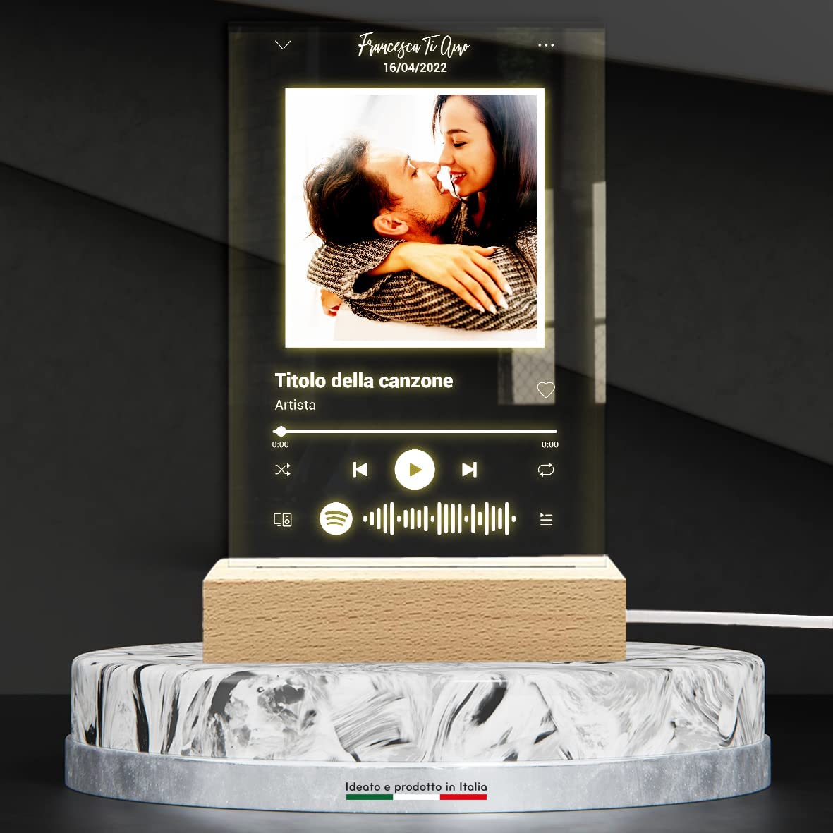 Pixel Artigiani Digitali® Spotify personalizzato luce notturna