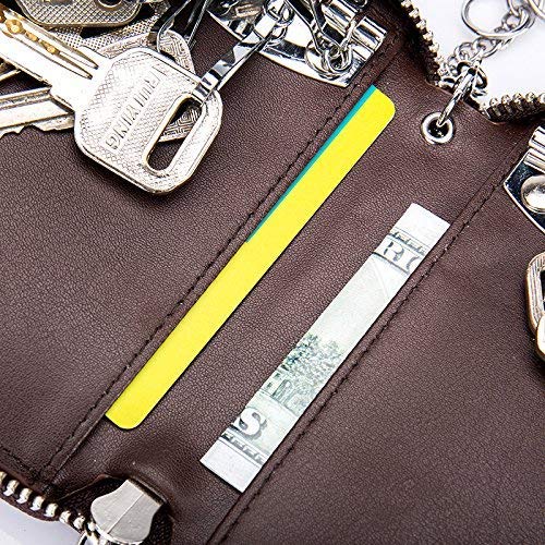 SINOKAL Portachiavi Pelle Borsellino Lungo per Donna Uomo Marrone