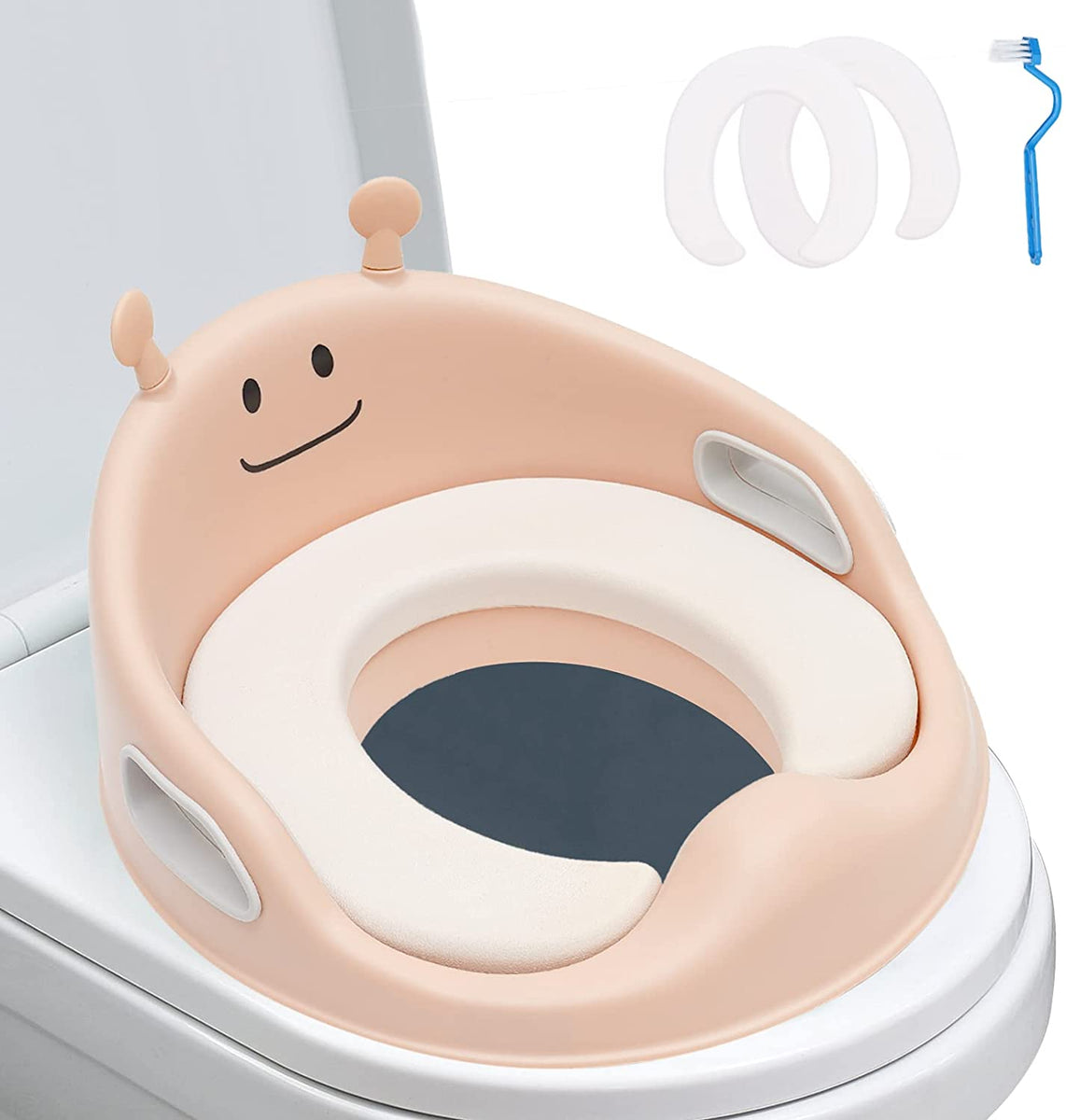 Riduttore WC Per Bambini Poupy Giallo - Con Maniglie E Schienale, Imbottito E Lavabile