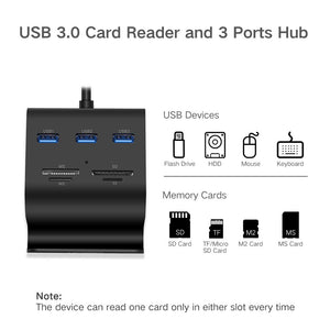 UGREEN Hub USB 3.0 3 Porte 5Gbps e Card Reader 4 Slot SD TF MS M2 con Nero - Ilgrandebazar