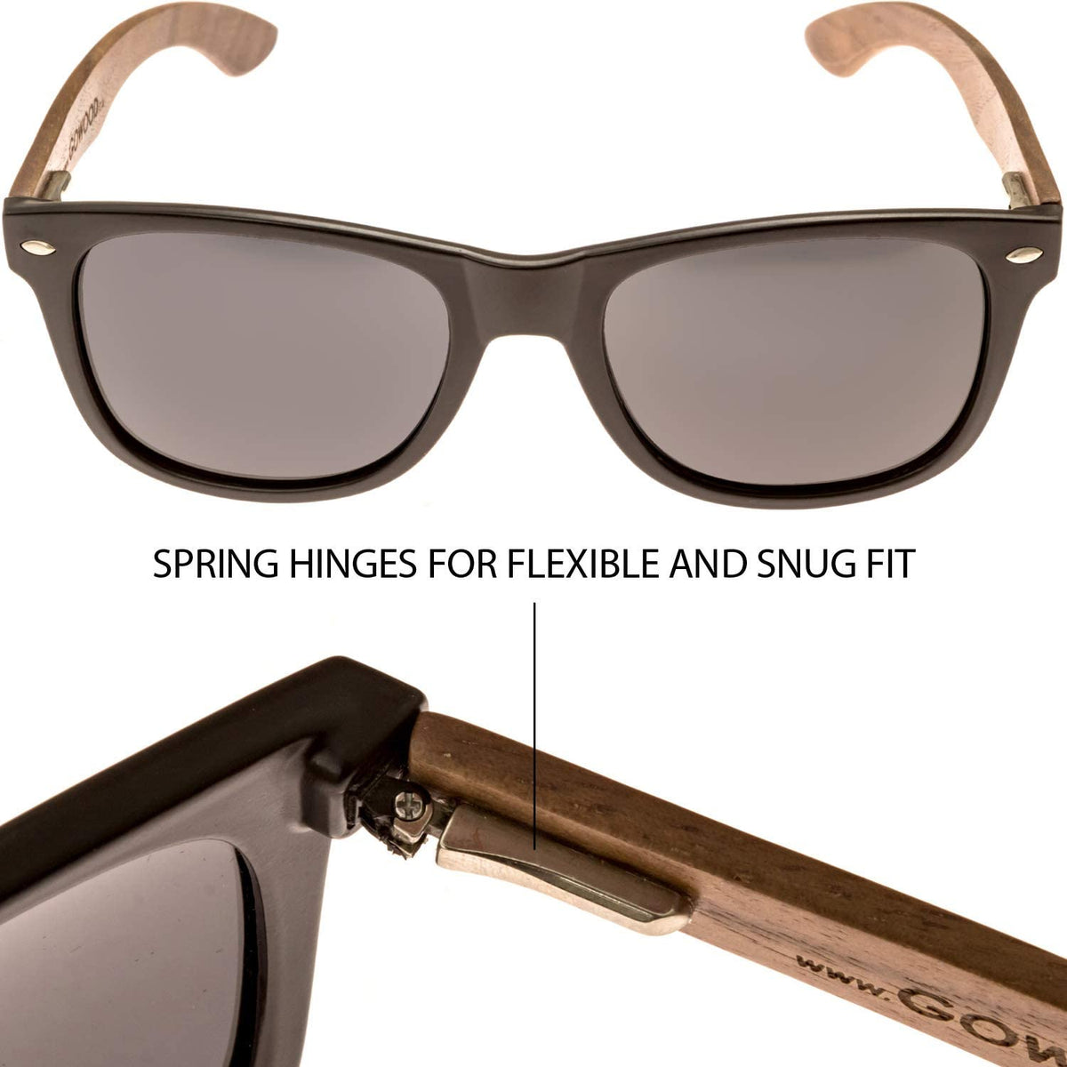 GOWOOD Occhiali da sole uomo e donna in legno di noce con fronte