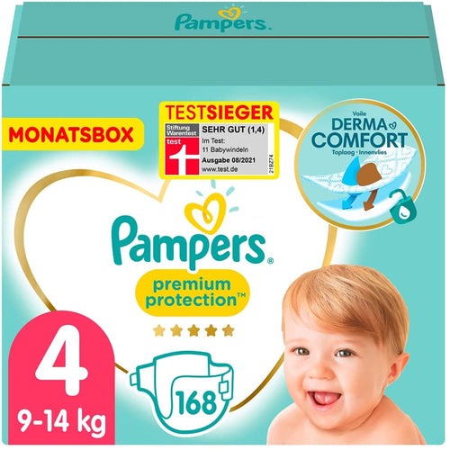 Pampers Premium Protection Size 4, 168 Pannolini, 'Softest Taglia 4