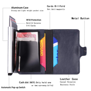 BOJLY Porta carte di credito, porta con fermasoldi Anti-RFID e NFC, Blu - Ilgrandebazar
